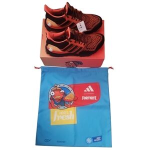 Unisex Adidas UltraBoost Black and Orange Fortnite  Sneakers. Size 10/11